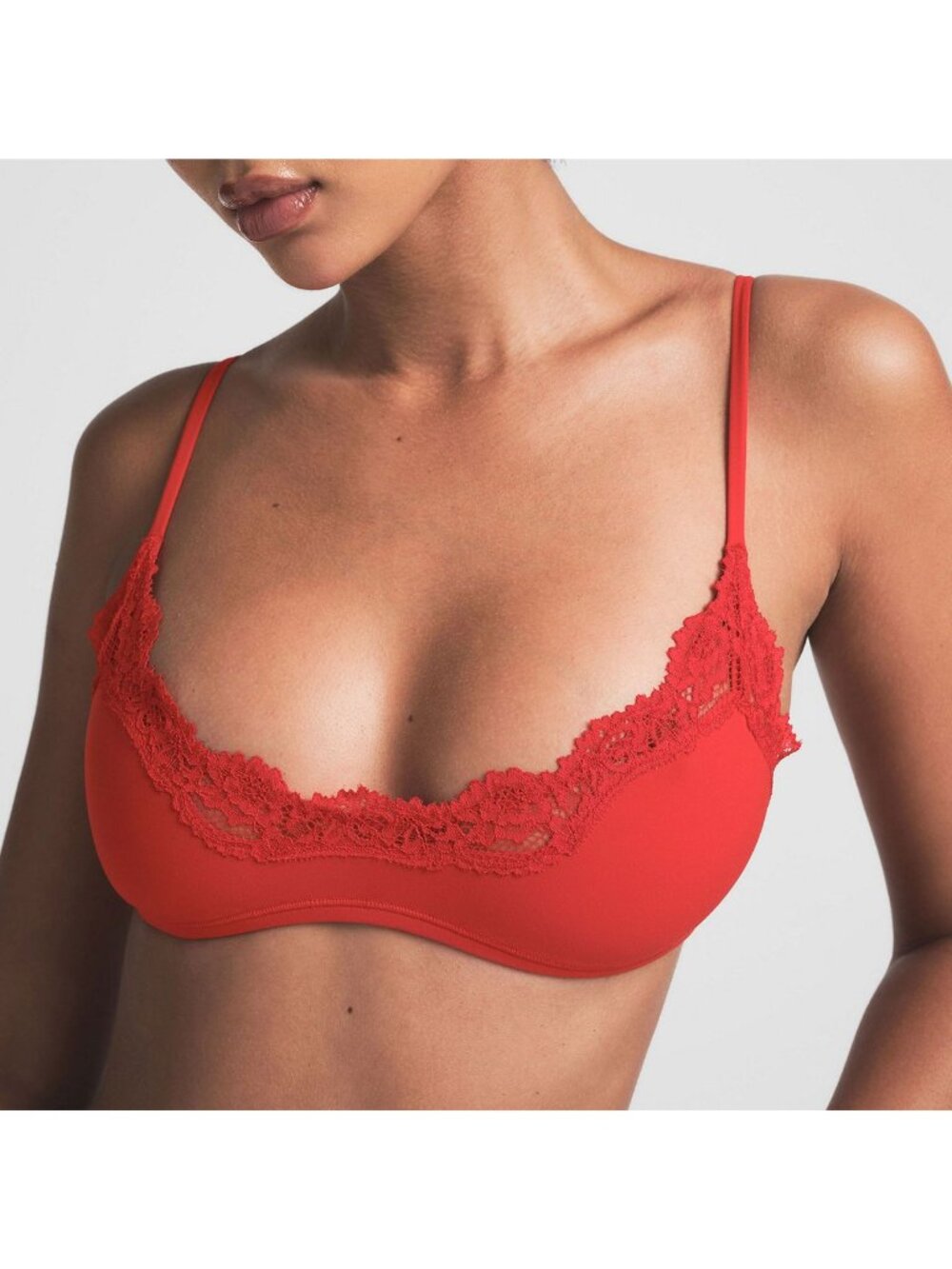 SKIMS Fits Everybody Lace Scoop Bralette Cayenne Size Small NWT